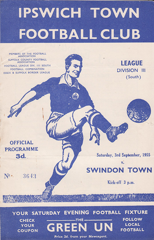 <b>Saturday, September 3, 1955</b><br />vs. Ipswich Town (Away)
